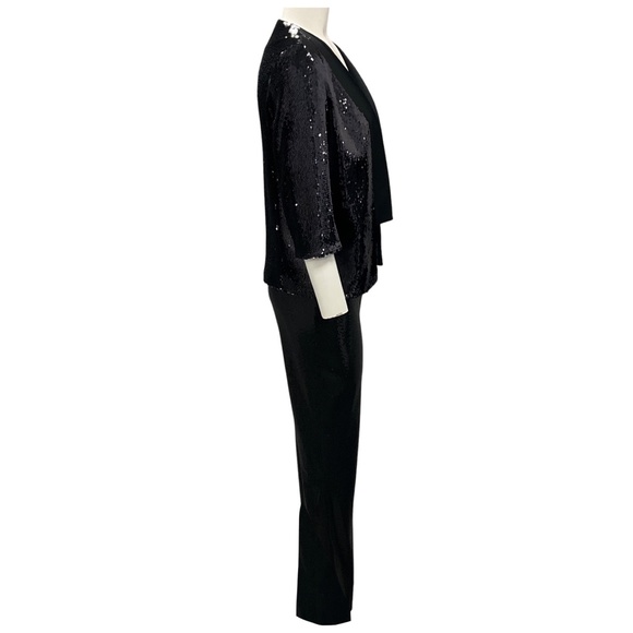 GALVAN LONDON BLACK SEQUINED JACKET AND PANTS SUIT SET - Picture 2 of 6